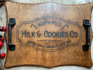 Christmas Serving Tray, Milk and Cookies Tray, Farmhouse Christmas