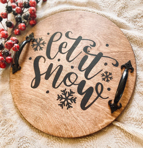 Christmas Serving Tray, Let it Snow, Farmhouse Serving Tray, Rustic