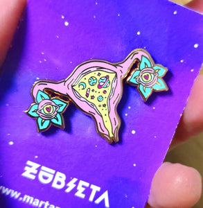 Cosmic uterus enamel pin