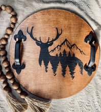 Load image into Gallery viewer, Deer and Mountains Wooden Serving Tray
