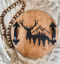 Load image into Gallery viewer, Deer and Mountains Wooden Serving Tray
