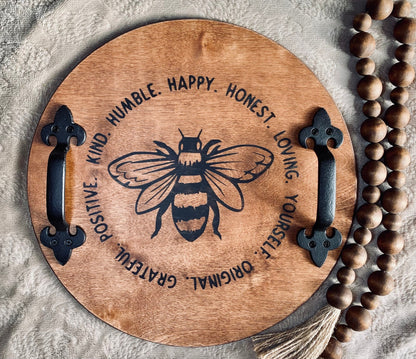 Bee Happy Wooden Serving Tray