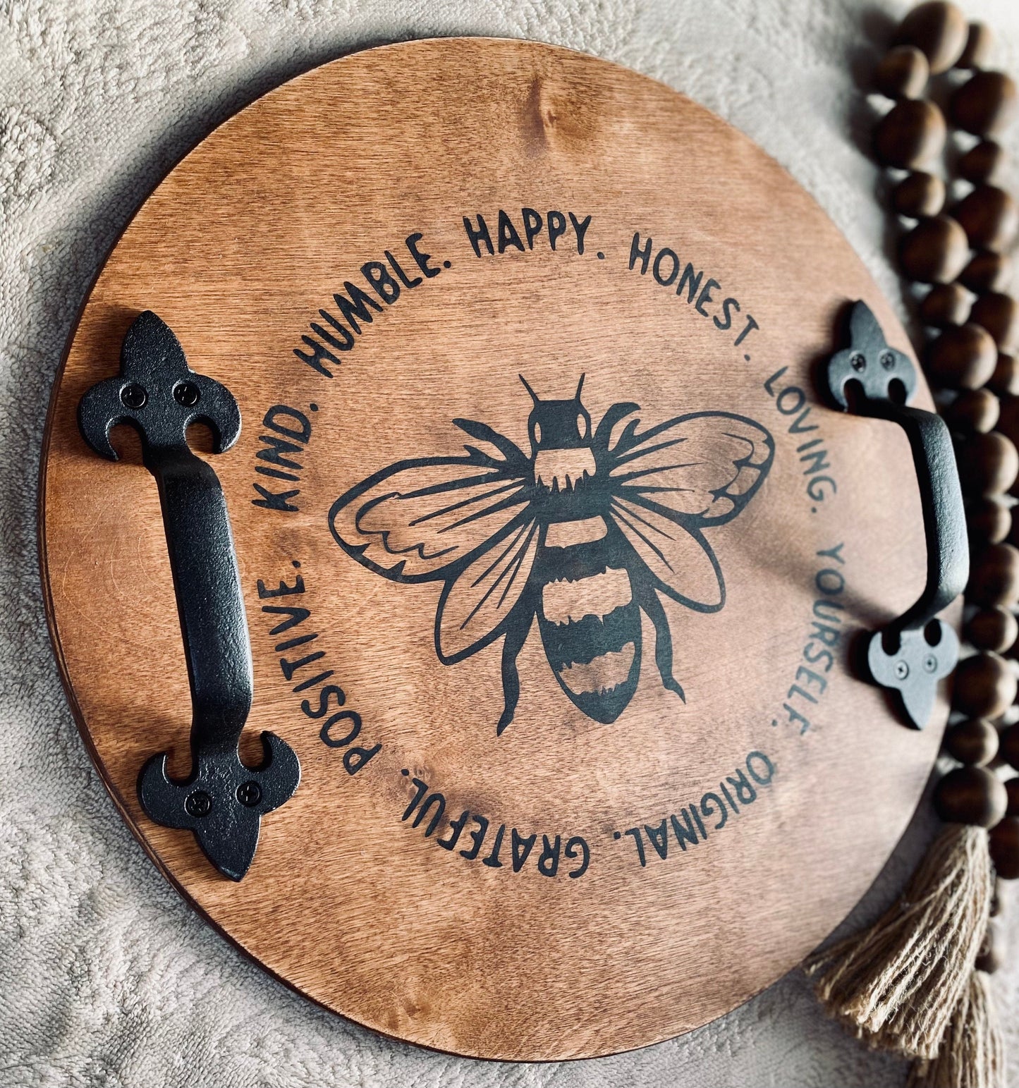 Bee Happy Wooden Serving Tray