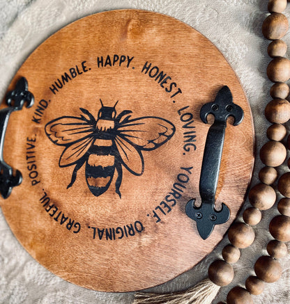 Bee Happy Wooden Serving Tray