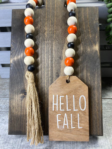 Fall Wood Bead Garland, Fall Tiered Tray Decor, Fall Bead Garland,