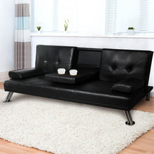 Load image into Gallery viewer, Adjustable Sofa Bed Lounge Futon Couch Leather Beds 3 Seater Cup
