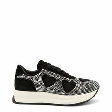 Load image into Gallery viewer, Rhinestone Heart Sneakers - Black
