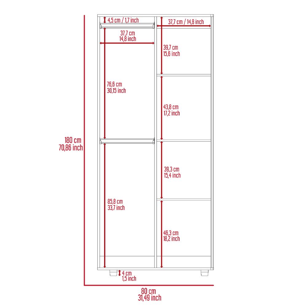 Armoire Texas, Double Door Cabinet, Black Wengue Finish