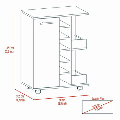 Bar Cart Wells, Four Casters, Carbon Espresso Finish