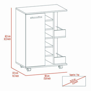 Bar Cart Wells, Four Casters, Carbon Espresso Finish