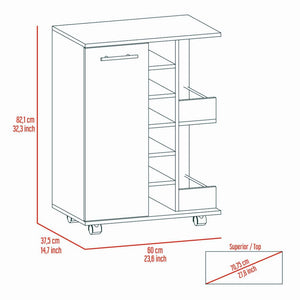 Bar Cart Wells, Four Casters, Black Wengue Finish