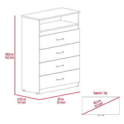 Dresser Atlanta, Four Drawers, Black Wenge Finish