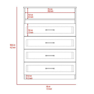 Dresser Atlanta, Four Drawers, White Finish