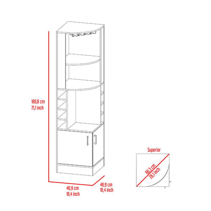 Bar Cabinet Papprika, 8 Wine Cubbies, Double Door, Black Wengue Finish