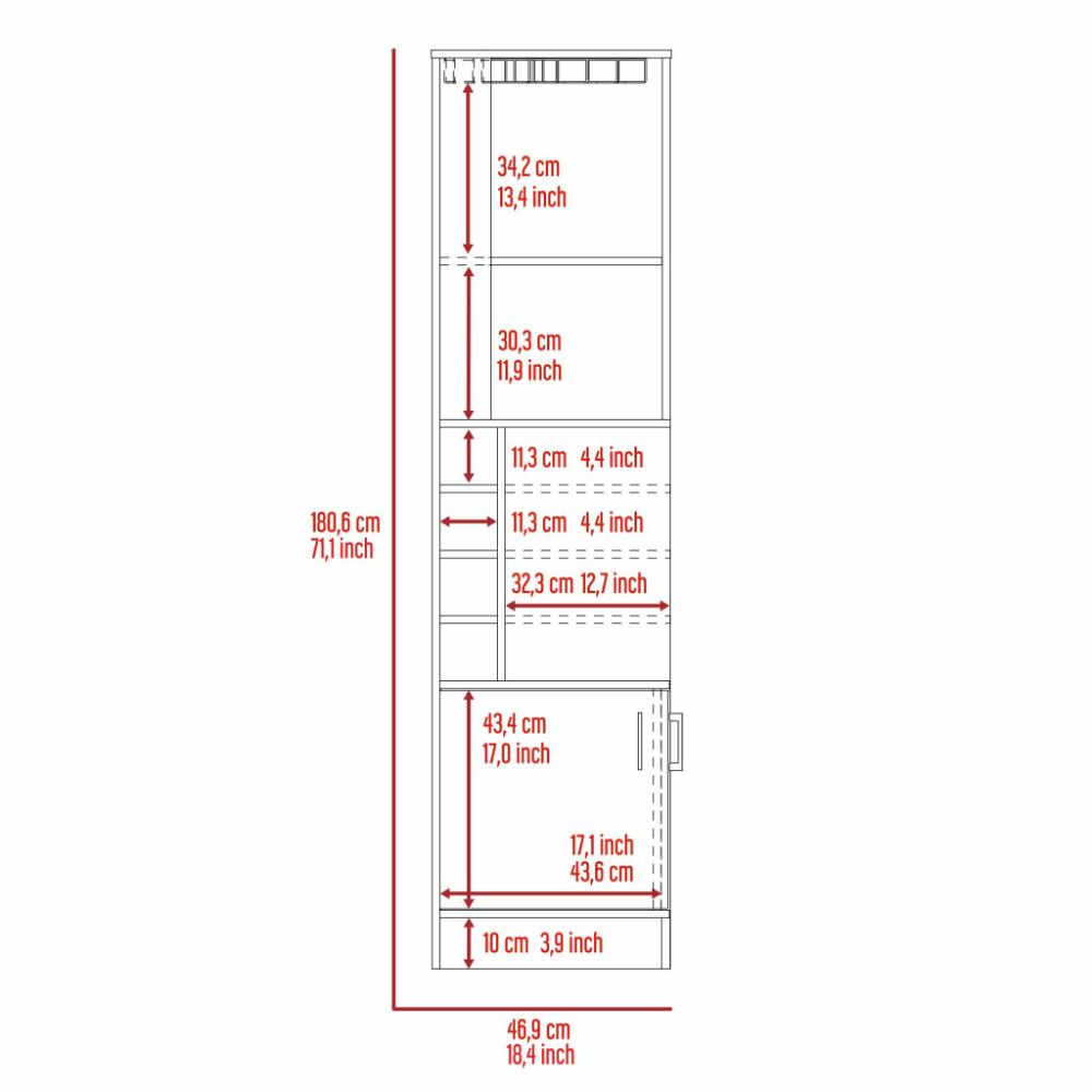 Bar Cabinet Papprika, 8 Wine Cubbies, Double Door, Dark Walnut Finish