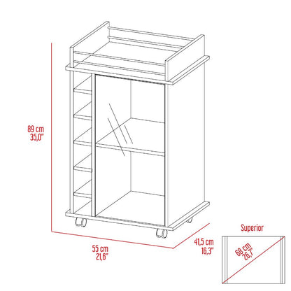 Bar Cart Baltimore, Six Wine Cubbies, Light Gray Finish