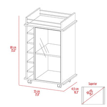 Load image into Gallery viewer, Bar Cart Baltimore, Six Wine Cubbies, Light Gray Finish
