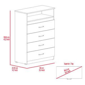 Dresser Atlanta, Four Drawers, White Finish