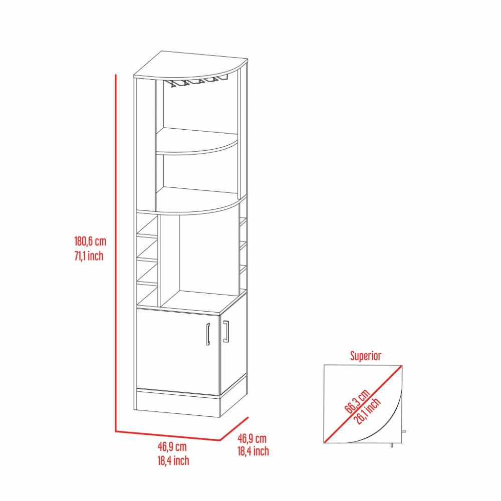 Bar Cabinet Papprika, 8 Wine Cubbies, Double Door, Dark Walnut Finish