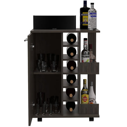 Bar Cart Wells, Four Casters, Carbon Espresso Finish