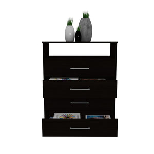 Dresser Atlanta, Four Drawers, Black Wenge Finish