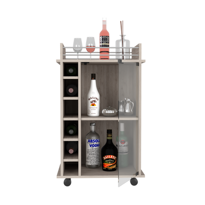 Bar Cart Baltimore, Six Wine Cubbies, Light Gray Finish