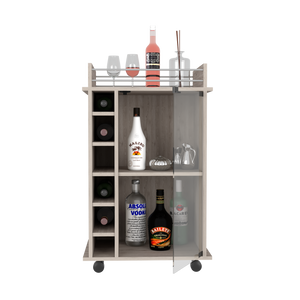 Bar Cart Baltimore, Six Wine Cubbies, Light Gray Finish