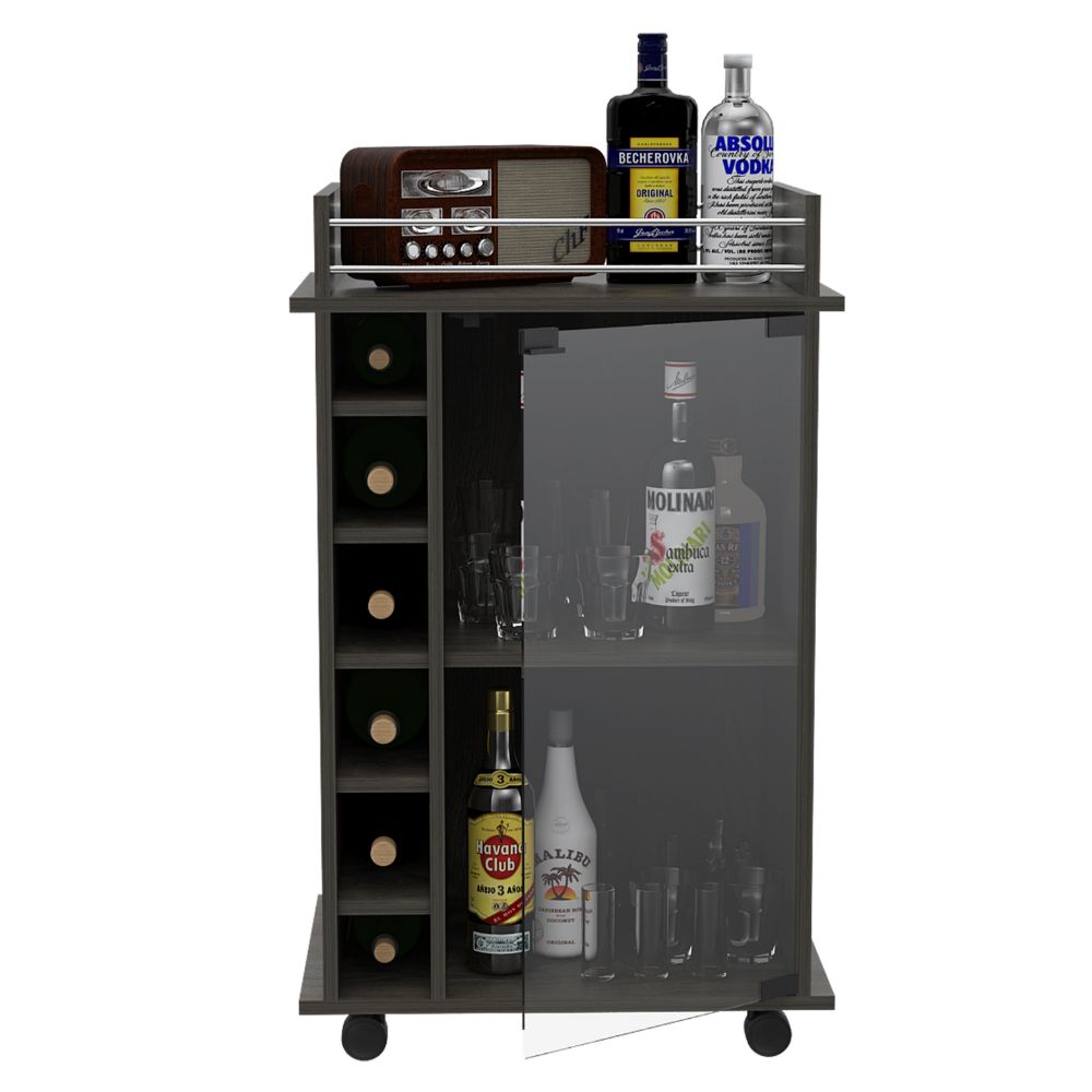 Bar Cart Baltimore, Six Wine Cubbies, Carbon Espresso Finish