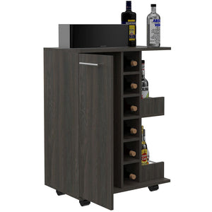 Bar Cart Wells, Four Casters, Carbon Espresso Finish