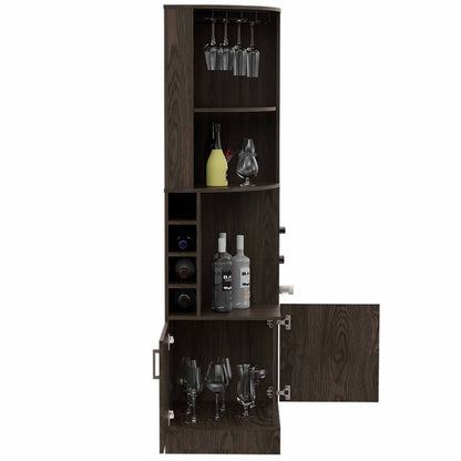 Bar Cabinet Papprika, 8 Wine Cubbies, Double Door, Dark Walnut Finish