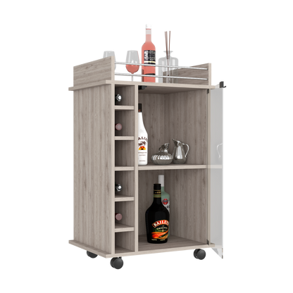 Bar Cart Baltimore, Six Wine Cubbies, Light Gray Finish