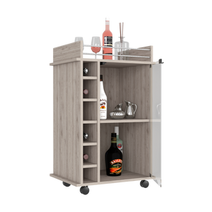 Bar Cart Baltimore, Six Wine Cubbies, Light Gray Finish