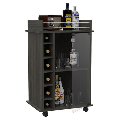 Bar Cart Baltimore, Six Wine Cubbies, Carbon Espresso Finish