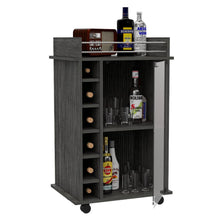 Load image into Gallery viewer, Bar Cart Baltimore, Six Wine Cubbies, Smokey Oak Finish
