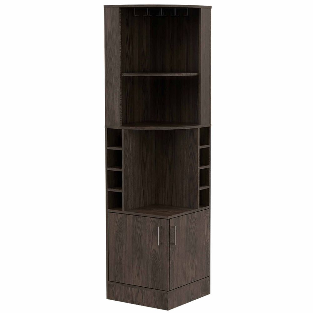 Bar Cabinet Papprika, 8 Wine Cubbies, Double Door, Dark Walnut Finish