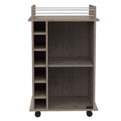 Bar Cart Baltimore, Six Wine Cubbies, Light Gray Finish