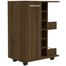 Load image into Gallery viewer, Bar Cart Wells, Four Casters, Dark Walnut Finish
