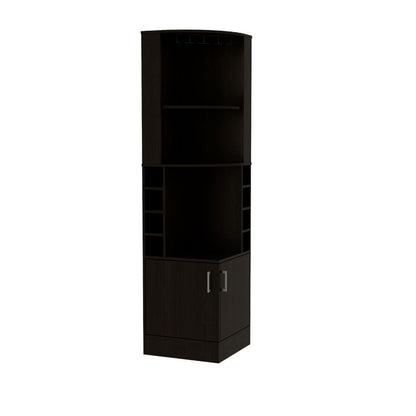 Bar Cabinet Papprika, 8 Wine Cubbies, Double Door, Black Wengue Finish