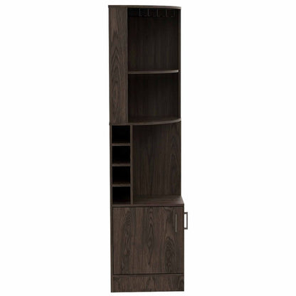 Bar Cabinet Papprika, 8 Wine Cubbies, Double Door, Dark Walnut Finish