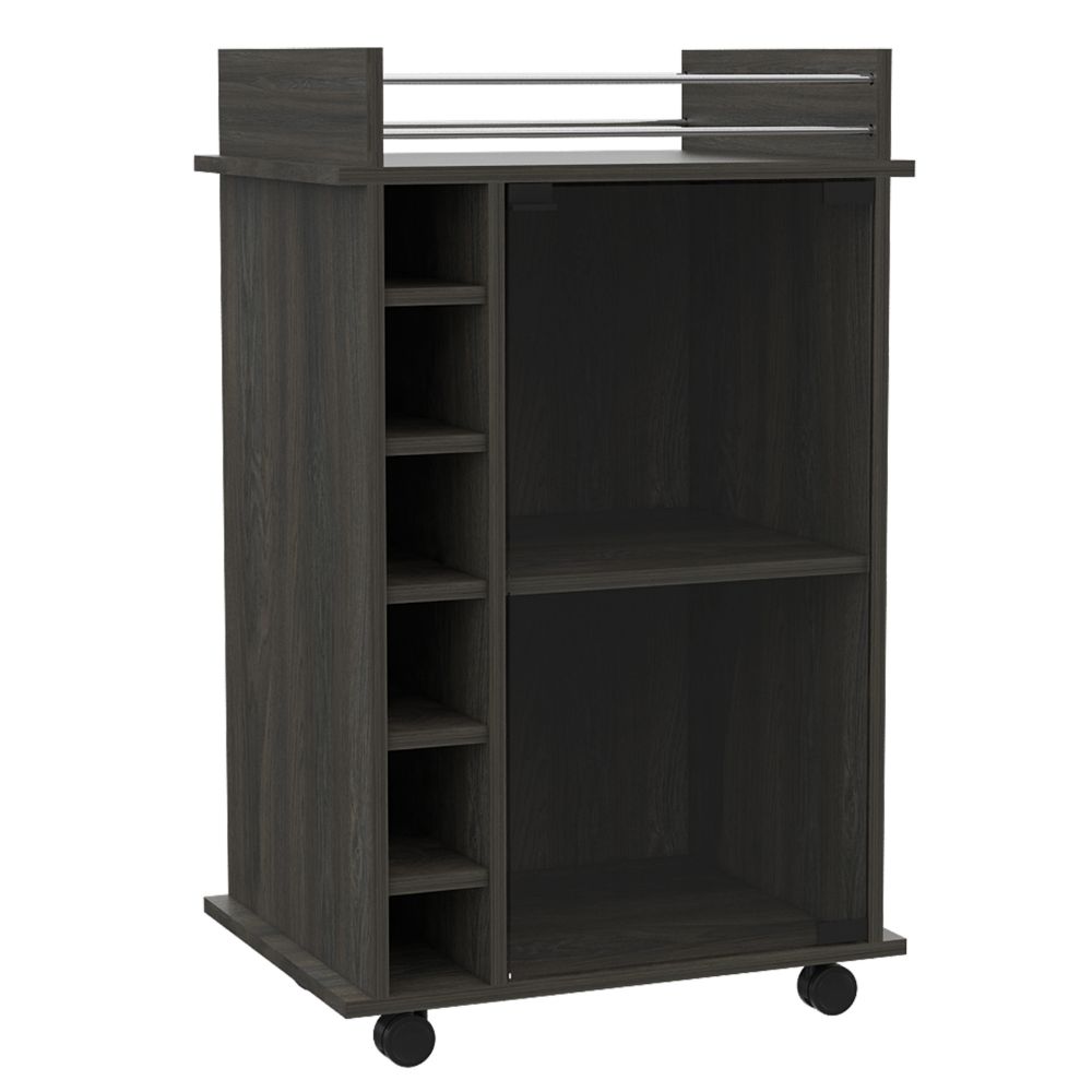 Bar Cart Baltimore, Six Wine Cubbies, Carbon Espresso Finish