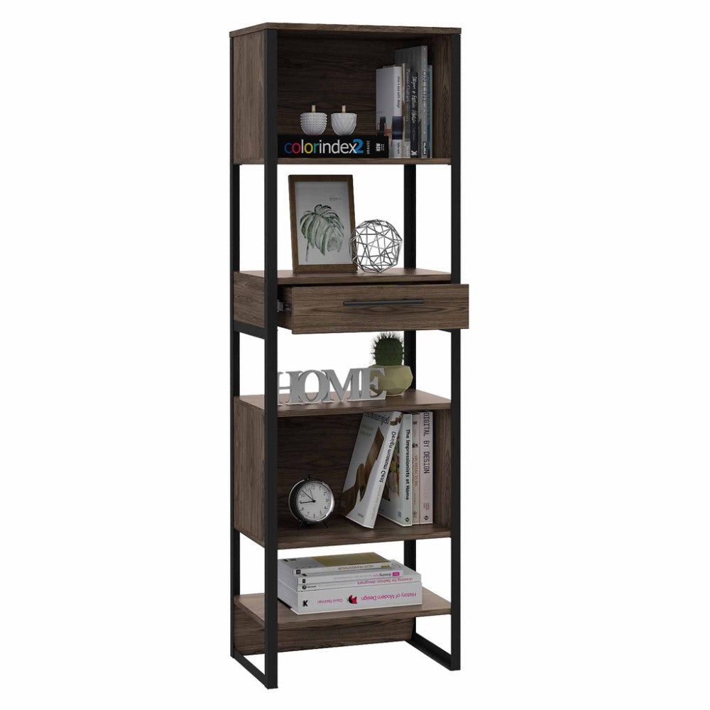 Bookcase Manhattan, Double Door, Dark Walnut Finish