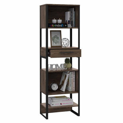 Bookcase Manhattan, Double Door, Dark Walnut Finish