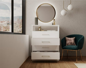 Dresser Atlanta, Four Drawers, White Finish