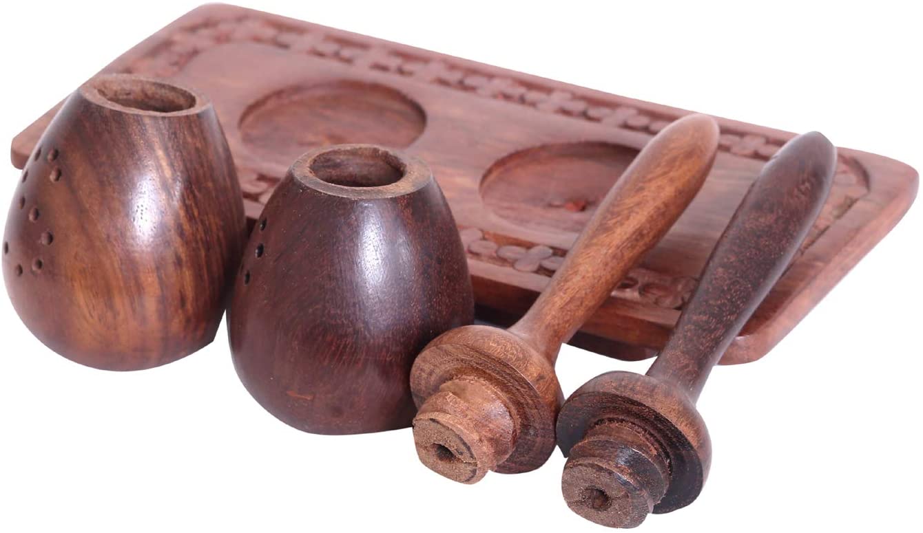 Unique Slanting Salt & Pepper Shaker with Tray Made of Rosewood