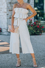 Load image into Gallery viewer, Beige Ruffled Strapless Wide Leg Jumpsuit
