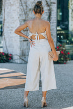 Load image into Gallery viewer, Beige Ruffled Strapless Wide Leg Jumpsuit
