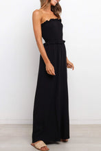 Load image into Gallery viewer, Black Smocked Bandeau Wide Leg Jumpsuit
