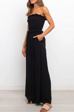 Load image into Gallery viewer, Black Smocked Bandeau Wide Leg Jumpsuit
