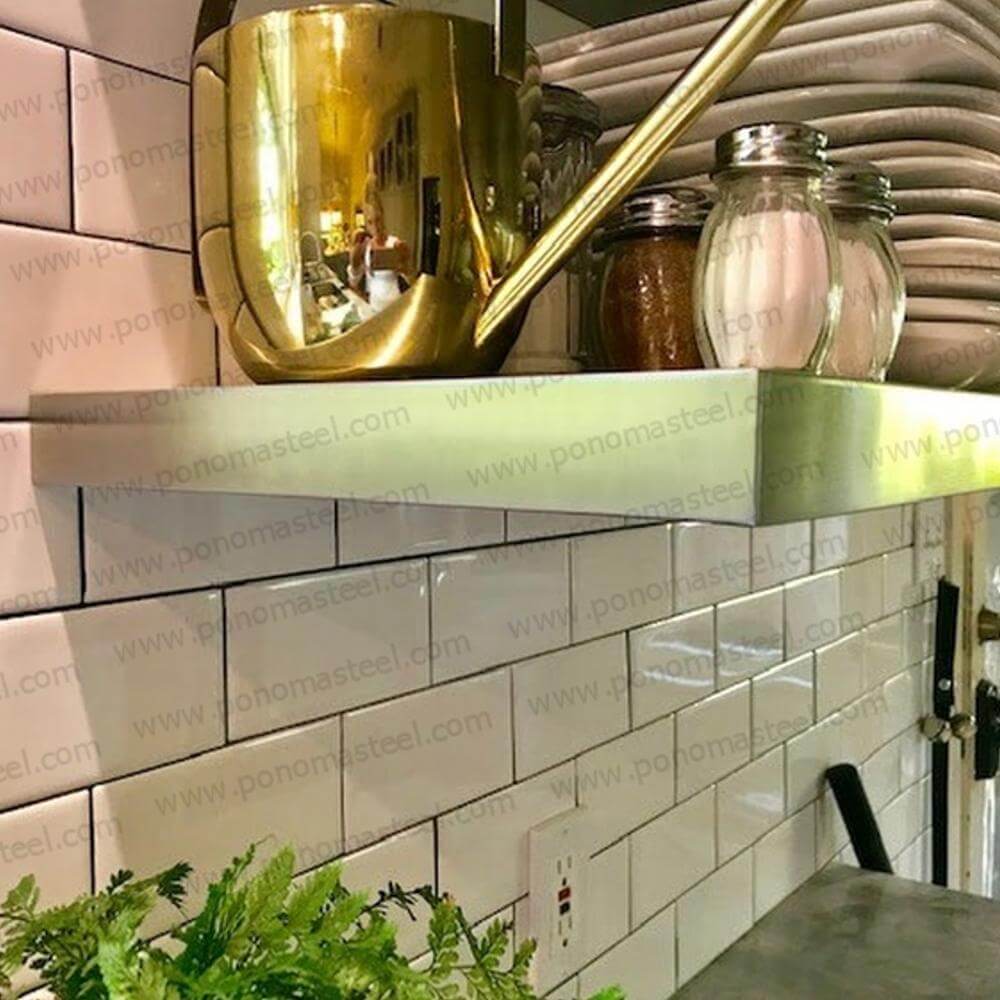 12"x8"x1.5" (cm.30,5x20x3,8) Brushed Stainless Steel Floating Shelf | Home Improvement