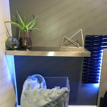 12"x8"x1.5" (cm.30,5x20x3,8) Brushed Stainless Steel Floating Shelf | Home Improvement